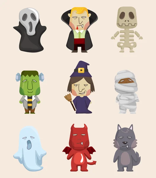 Cartoon-Halloween-Monster-Symbole — Stockvektor