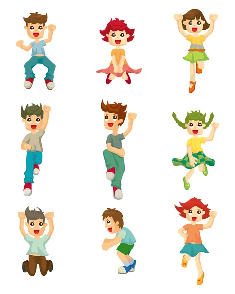 Cartoon child jump icons — Stock Vector