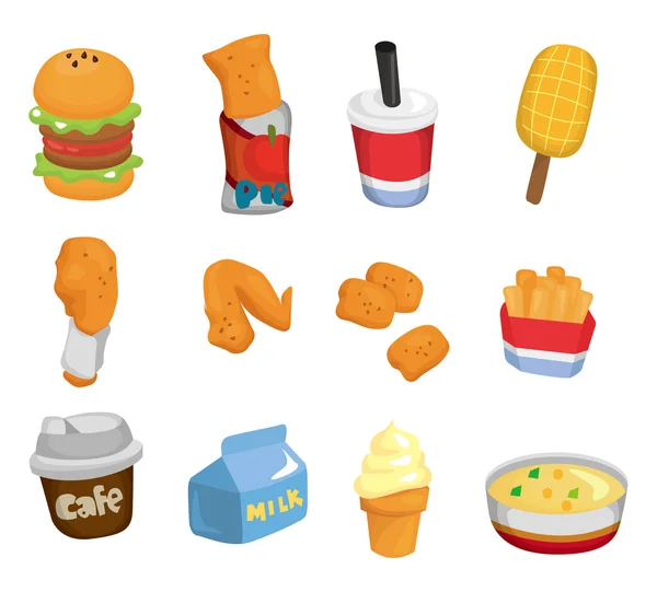 Cartone animato icona fast food — Vettoriale Stock