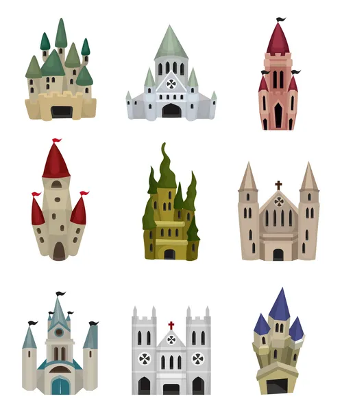Desenho animado ícone do castelo conto de fadas —  Vetores de Stock