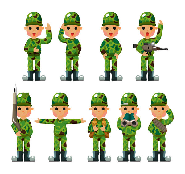 Cartoon Soldier icons set Royalty Free Stock Illustrations