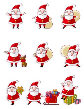 cartoon santa claus icon set clipart