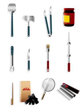 cartoon barbeque party tool icon clipart