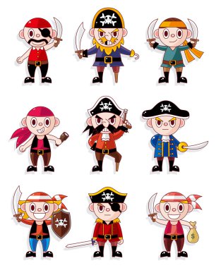 cartoon pirate icon set clipart