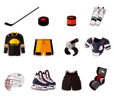 Vector ice hockey icon set clipart