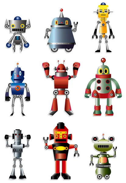 Set icona robot cartone animato — Vettoriale Stock