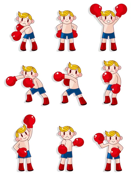 Conjunto de ícones boxer desenhos animados —  Vetores de Stock