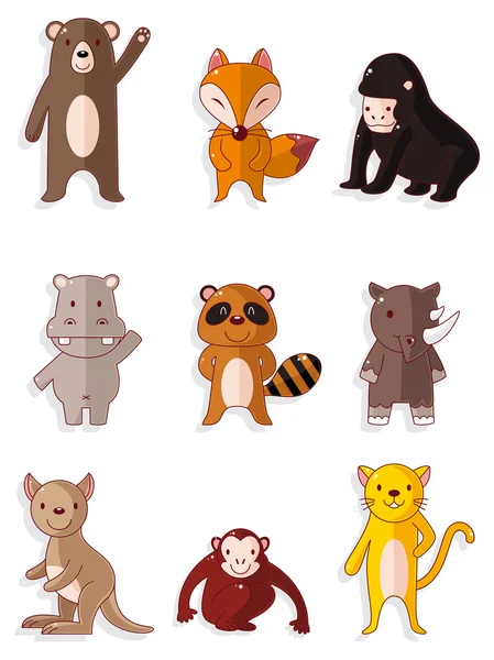 Desenho animado animais selvagens ícones conjunto —  Vetores de Stock