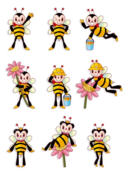Cute bee icons set — Stock Vector