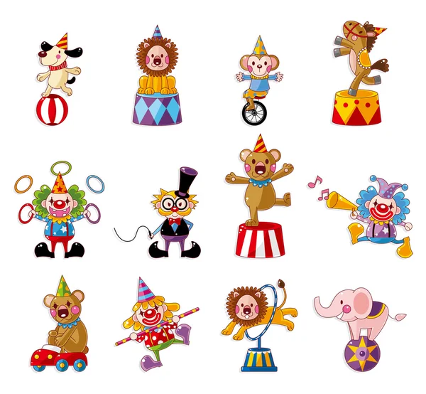 Cartoon gelukkig circus Toon pictogrammen collection — Stockvector