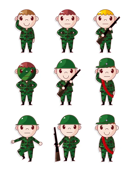 Set di icone del fumetto Soldier — Vettoriale Stock