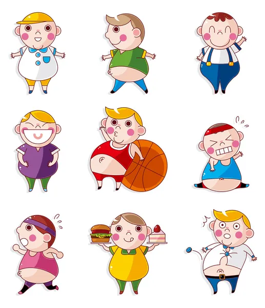 Iconos de grasa de dibujos animados — Vector de stock