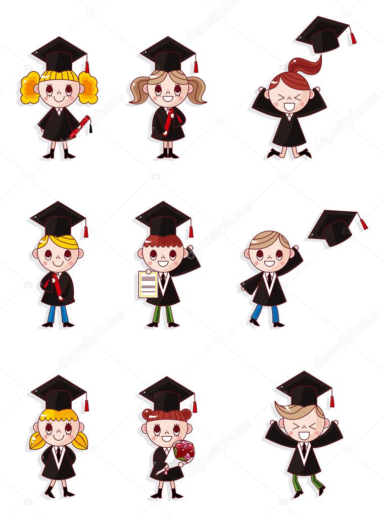 Cartoon Graduate students icons set Stock Vector Image by ©mocoo2003  #8318006