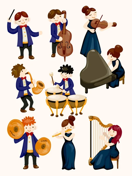 Orkestra müzik çalar — Stok Vektör