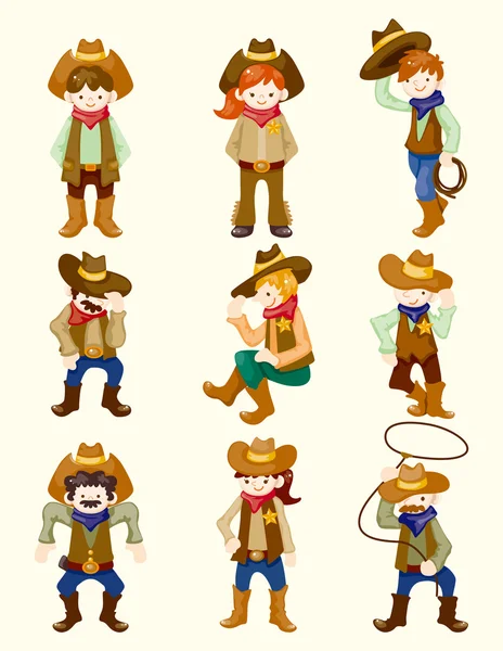 Ícone cowboy desenhos animados — Vetor de Stock