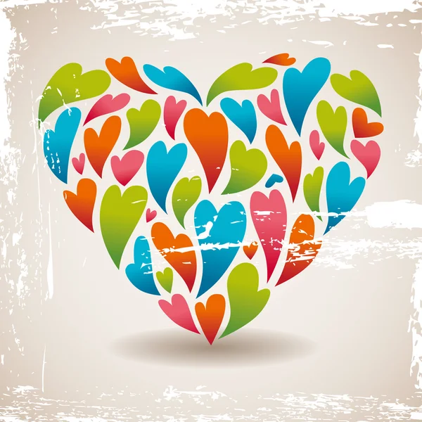 Coeur d'amour rétro — Image vectorielle