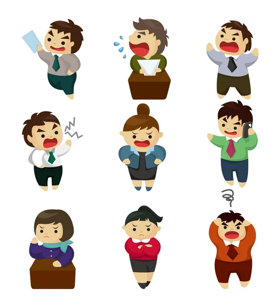 Unhappy office worker set — Stock Vector