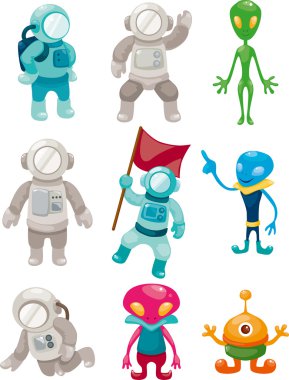 alien and astronaut icons clipart