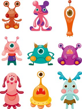 cartoon Monsters icons set clipart