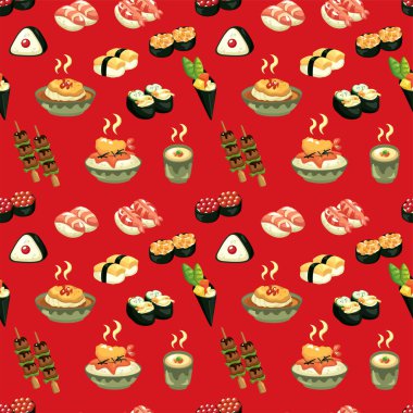 seamless Japanese food pattern clipart