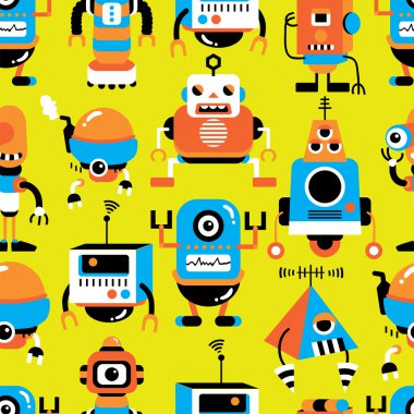 seamless robot pattern clipart