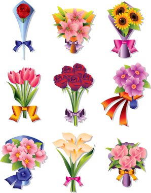 flower bouquet icons clipart