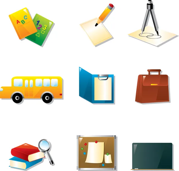 Ensemble d'icônes scolaires et pédagogiques — Image vectorielle