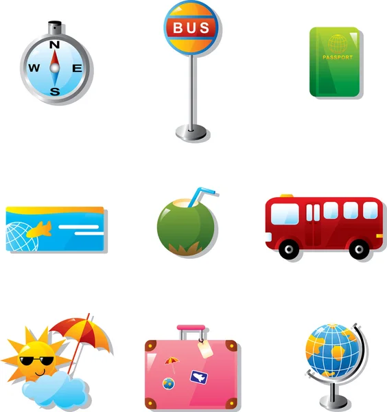 Illustration of vacation and travel icons — Stock Vector