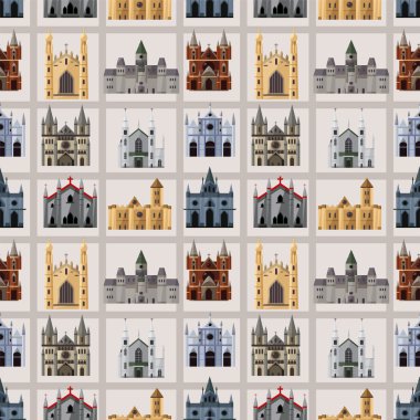 cartoon Fairy tale castle seamless pattern clipart