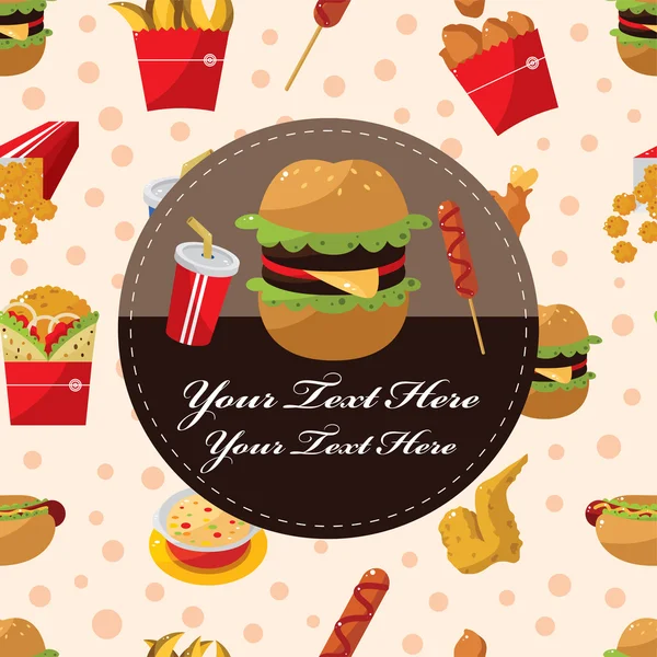 Carta di cartone animato fast food — Vettoriale Stock