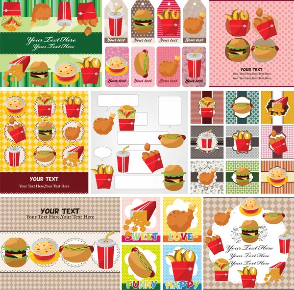 Tarjeta de comida rápida de dibujos animados — Vector de stock