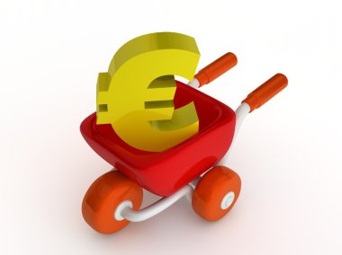 alışveriş sepeti ile euro simgesi beyaz zemin üzerine