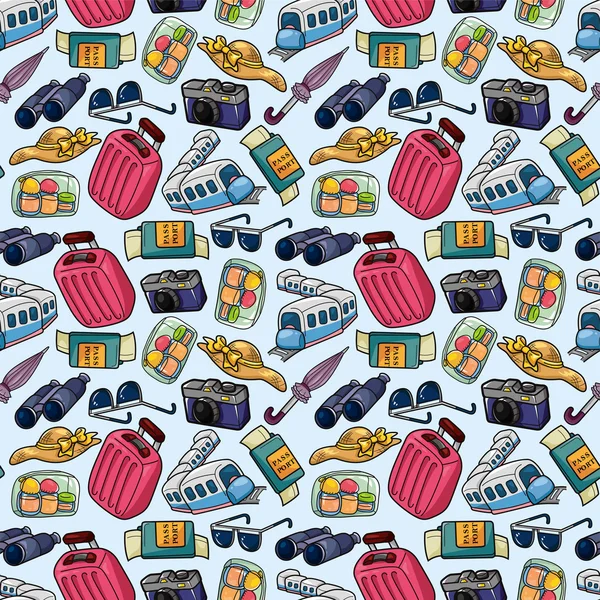 Travel icons seamless pattern — Stock Vector