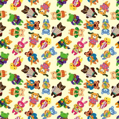 animal play music seamless pattern clipart