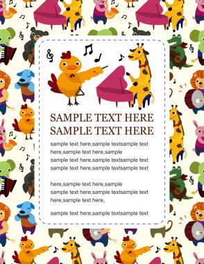 animal play music card clipart