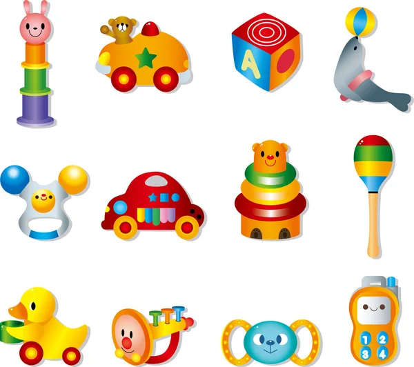 Iconos de juguete vectorial. Juguetes para bebés — Vector de stock