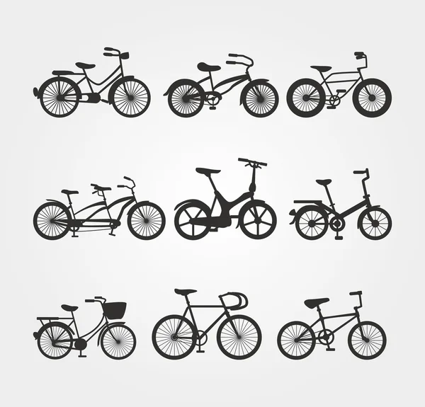 Bisiklet vector silhouettes kümesi — Stok Vektör