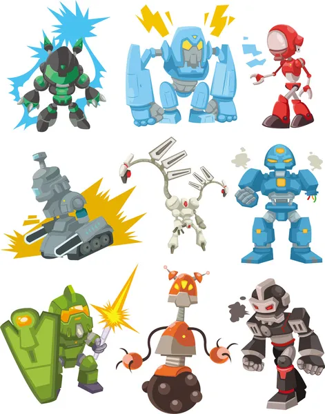 Robôs de desenhos animados — Vetor de Stock