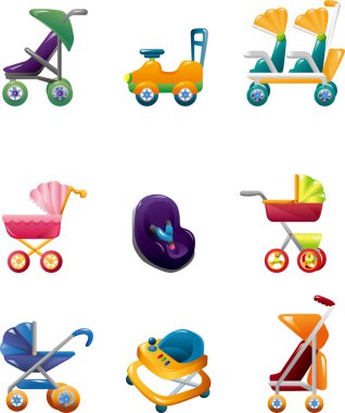 set of baby carriage clipart