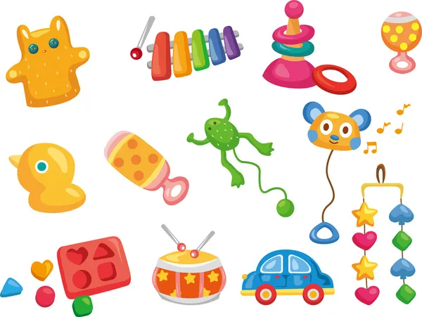 Ícones de brinquedo vetorial. Brinquedos para bebés — Vetor de Stock