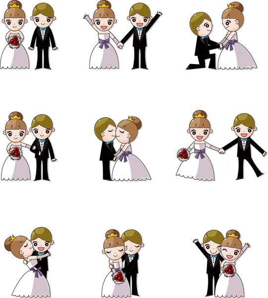 套婚礼，新郎和新娘 — 图库矢量图片