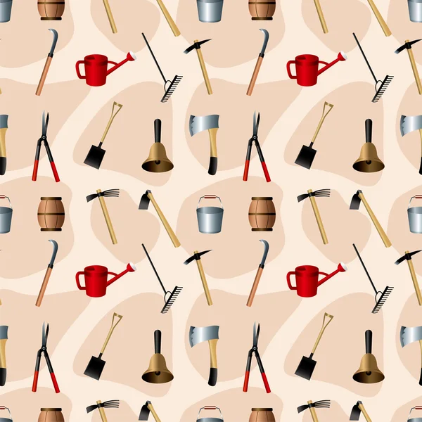 Outils de jardinage motif sans couture — Image vectorielle