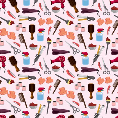 hairdressing KIT seamless pattern clipart