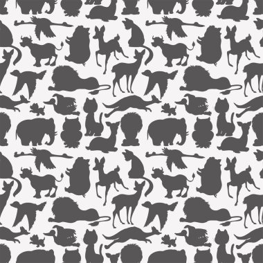 Seamless animals silhouettes clipart