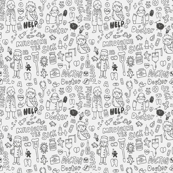 Doodle doctor element seamless pattern — Stock Vector