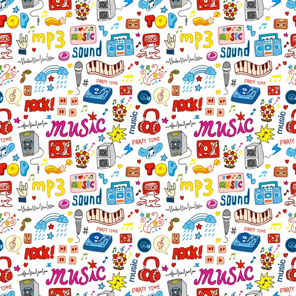 Cute music icon seamless pattern — Stock Vector