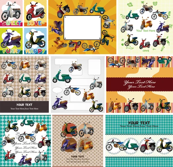 Cartoon motorcycle card — Stock Vector