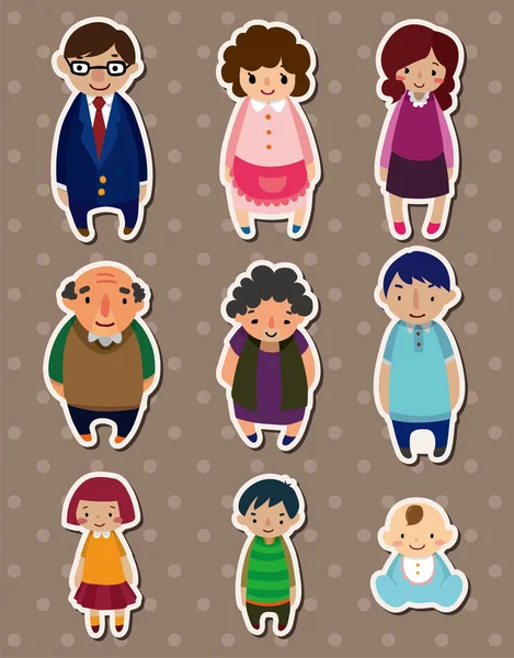 Cartoon family Stickers,Label — Stock Vector