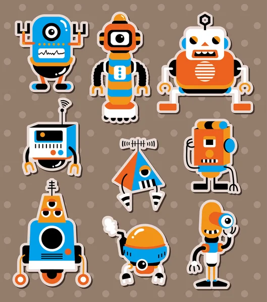 漫画のロボット sticers — ストックベクタ