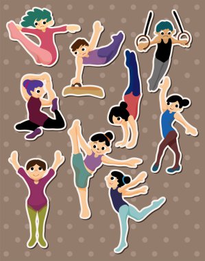 cartoon gymnastic stickers clipart